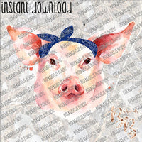 Pig in a Head Scarf INSTANT DOWNLOAD print file PNG