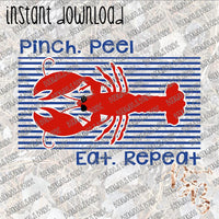 Pinch Peel Crawfish INSTANT DOWNLOAD print file PNG