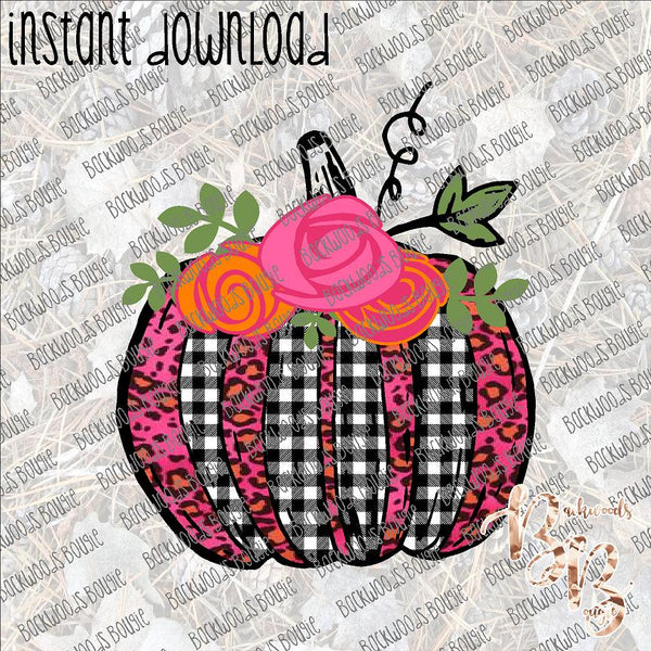 Pink and Orange Leopard Pumpkin INSTANT DOWNLOAD print file PNG