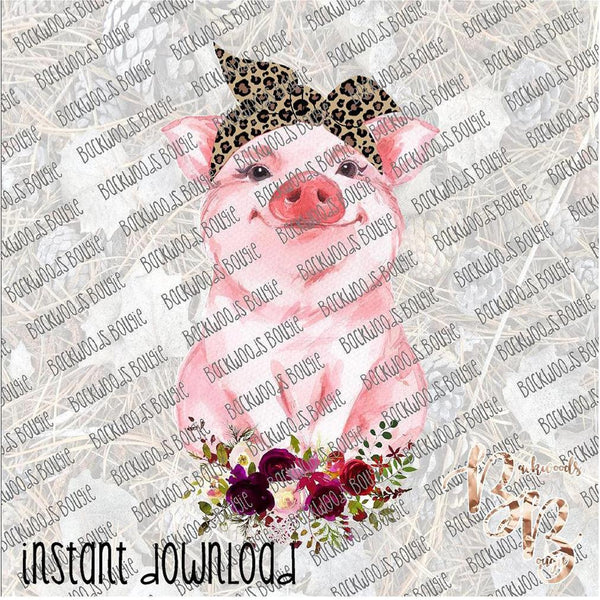 Pretty Pig INSTANT DOWNLOAD print file PNG