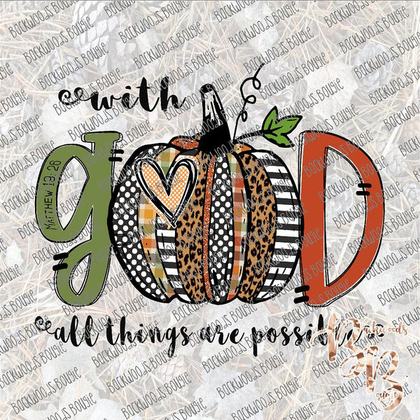 Pumpkin With God All things are Possible SUBLIMATION Transfer READY to PRESS