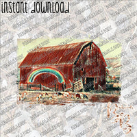 Rainbow Barn INSTANT DOWNLOAD print file PNG