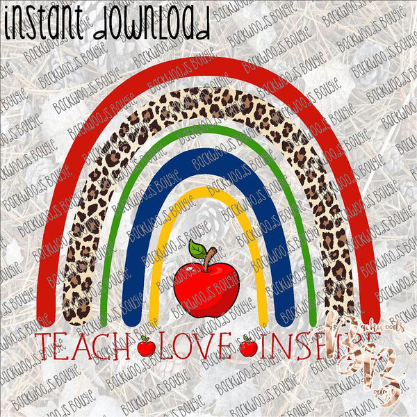 Rainbow Teach Love Inspire INSTANT DOWNLOAD print file PNG mama