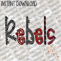 Rebels Maroon and Black INSTANT DOWNLOAD print file PNG