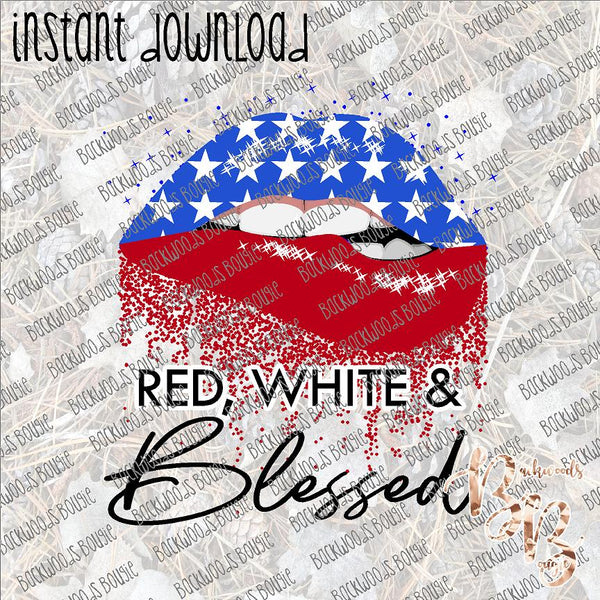 Red, White and Blessed INSTANT DOWNLOAD print file PNG