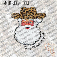 Santa in Leopard Hat INSTANT DOWNLOAD print file PNG