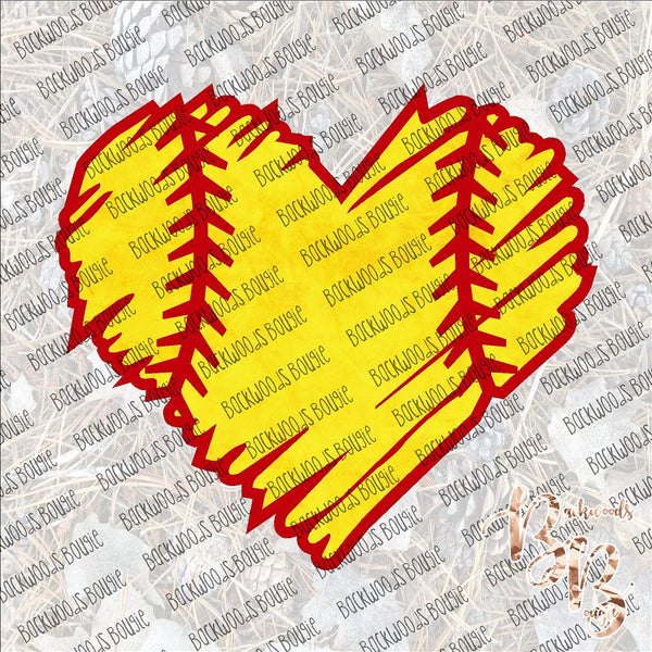 Softball Heart SUBLIMATION Transfer READY to PRESS