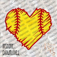 Softball Heart INSTANT DOWNLOAD print file PNG