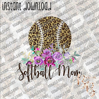 Softball Mom Leopard INSTANT DOWNLOAD print file PNG