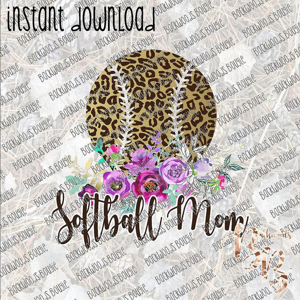 Softball Mom Leopard INSTANT DOWNLOAD print file PNG