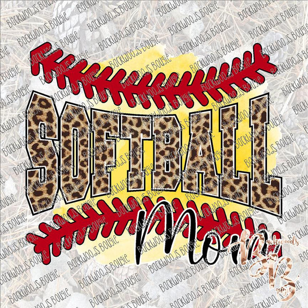 Softball Mom Stitches Leopard SUBLIMATION Transfer READY to PRESS