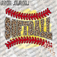 Softball Stitches Leopard INSTANT DOWNLOAD print file PNG