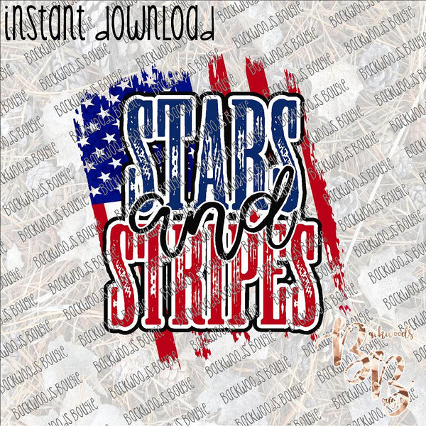 Stars and Stripes Flag Hand INSTANT DOWNLOAD print file PNG