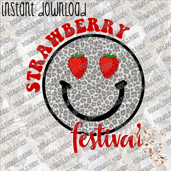 Strawberry Festival Smiley INSTANT DOWNLOAD print file PNG