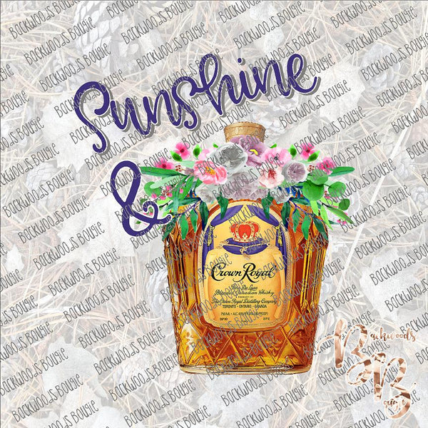Sunshine & Whiskey Crown Royal SUBLIMATION Transfer READY to PRESS