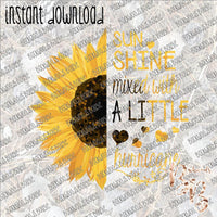 Sunshine Mixed with a Little Hurricane Sunflower INSTANT DOWNLOAD print file PNG