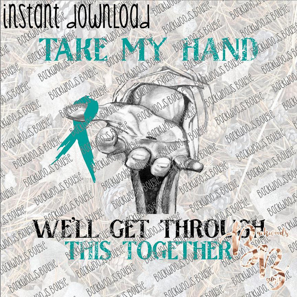 Take My Hand Teal INSTANT DOWNLOAD print file PNG