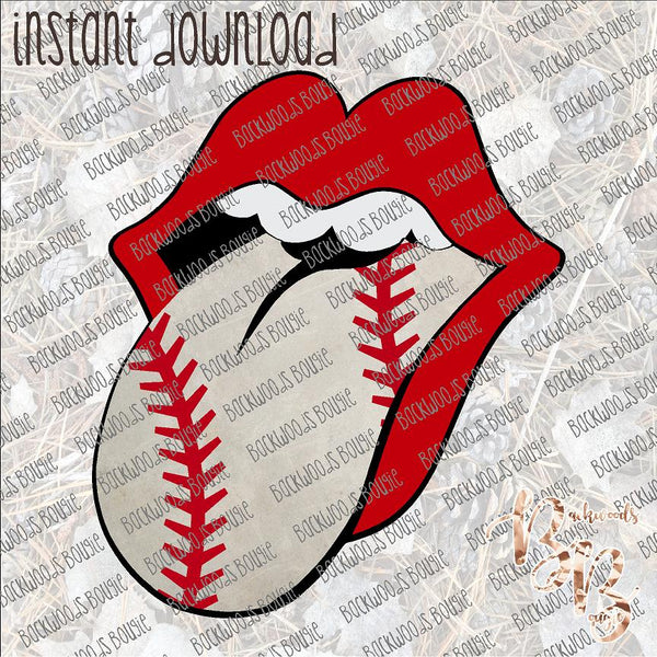 Tongue Out Baseball INSTANT DOWNLOAD print file PNG