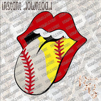 Tongue Out Baseball Softball  INSTANT DOWNLOAD print file PNG