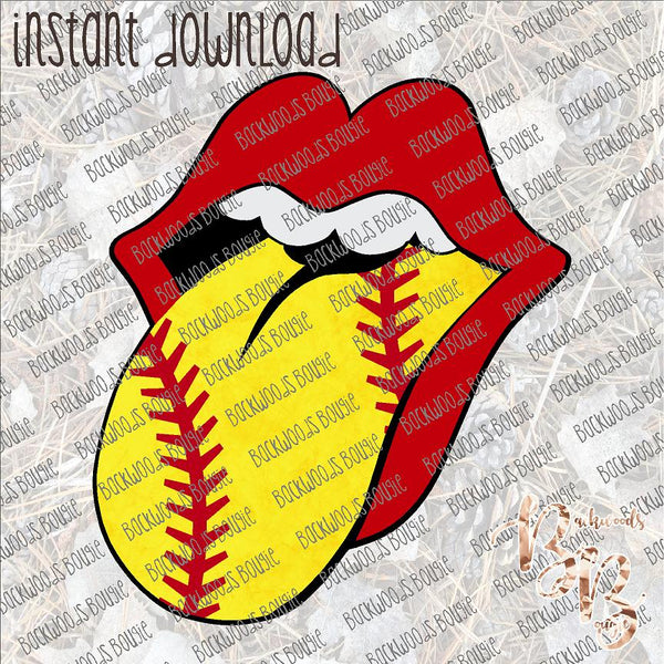 Tongue Out Softball INSTANT DOWNLOAD print file PNG