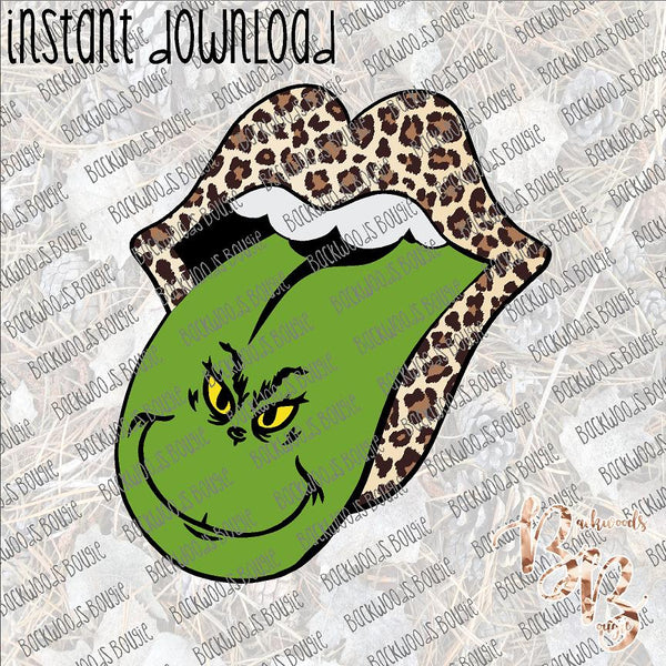 Tongue Out Grinch and Leopard INSTANT DOWNLOAD print file PNG