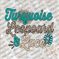 Turquoise Leopard and Lace SUBLIMATION Transfer READY to PRESS