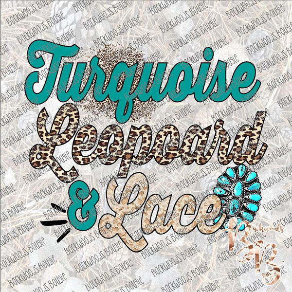 Turquoise Leopard and Lace SUBLIMATION Transfer READY to PRESS