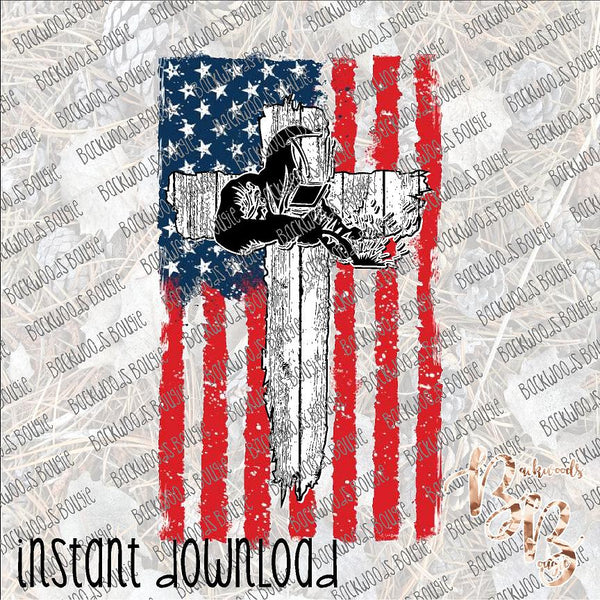 Welder American Flag Cross INSTANT DOWNLOAD print file PNG