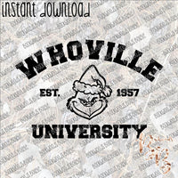 Whoville University all black INSTANT DOWNLOAD print file PNG