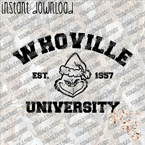 Whoville University all black INSTANT DOWNLOAD print file PNG