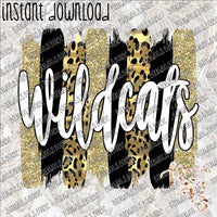 Wildcats Brushstrokes Black and Gold INSTANT DOWNLOAD print file PNG