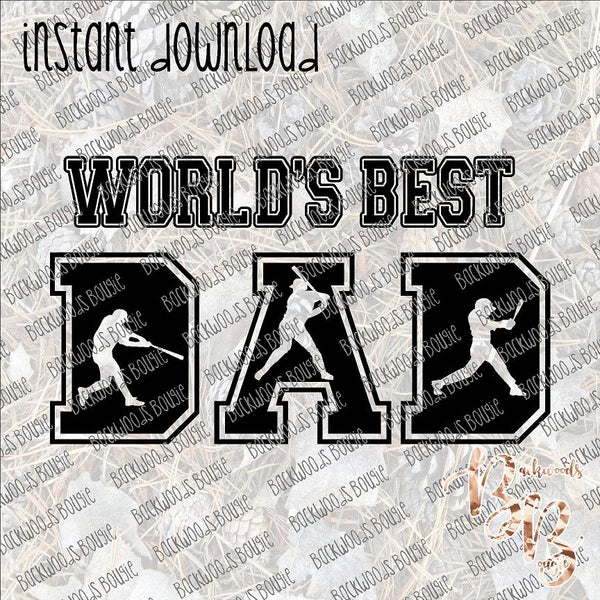 World's Best Dad Baseball INSTANT DOWNLOAD print file PNG