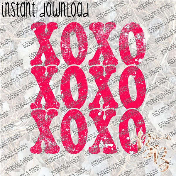 XOXO Distressed INSTANT DOWNLOAD print file PNG