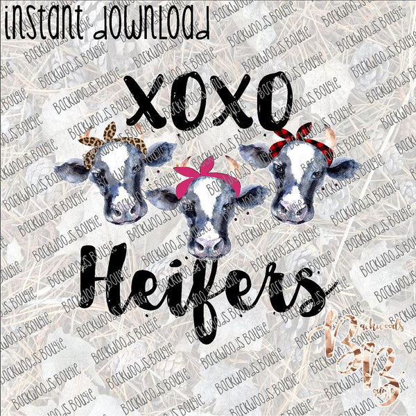 XOXO Heifers INSTANT DOWNLOAD print file PNG